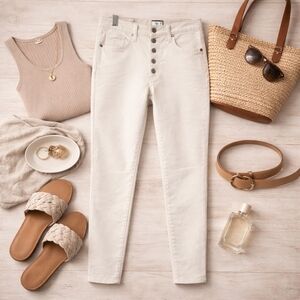 Banana Republic High-Rise Curvy Skinny White Jeans | New | Size 6